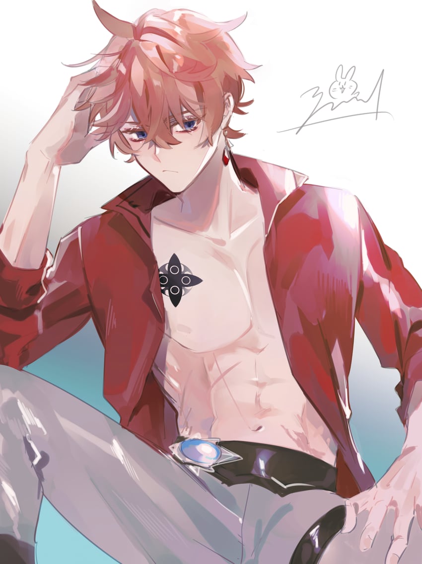 tartaglia (genshin impact) drawn by zoo_min