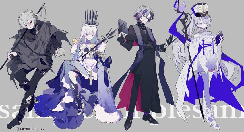 lize helesta, higuchi kaede, kuzuha, sebastian piyodore, and fuwa minato (nijisanji) drawn by mochizuki_kei