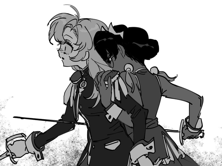tenjou utena and himemiya anthy (shoujo kakumei utena) drawn by laz_(wancchaco)
