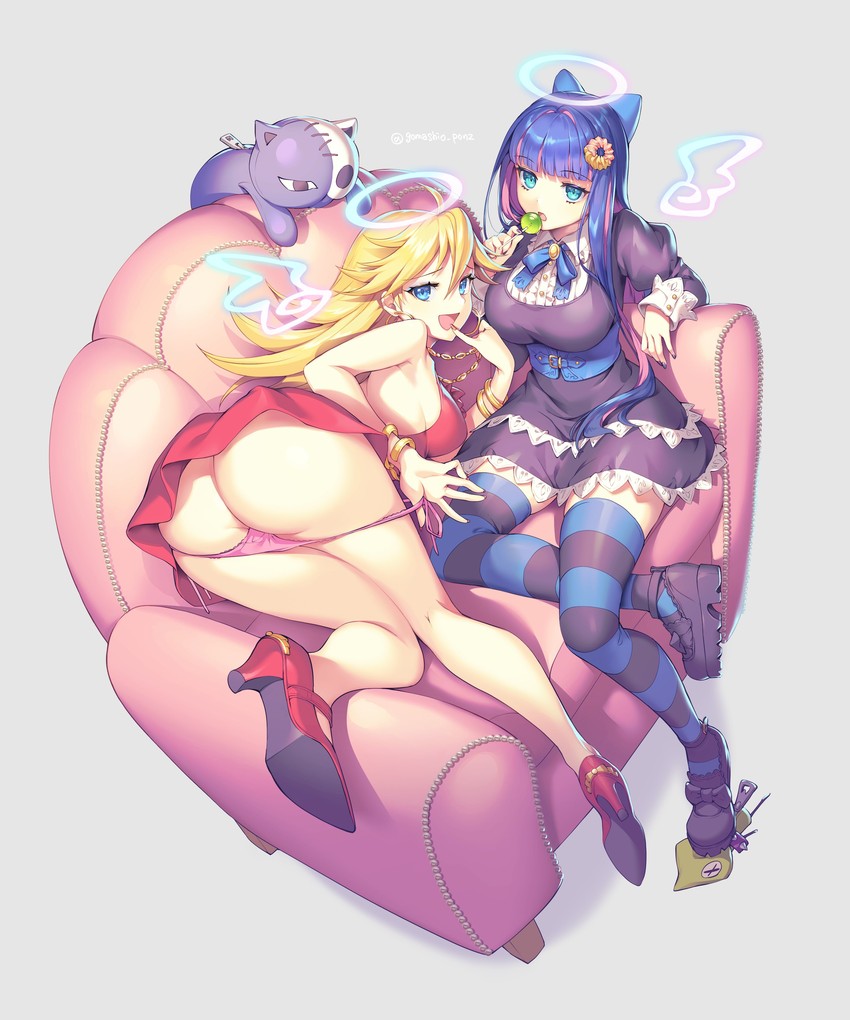 stocking, panty, and honekoneko (panty & stocking with garterbelt) drawn by gomashio_ponz