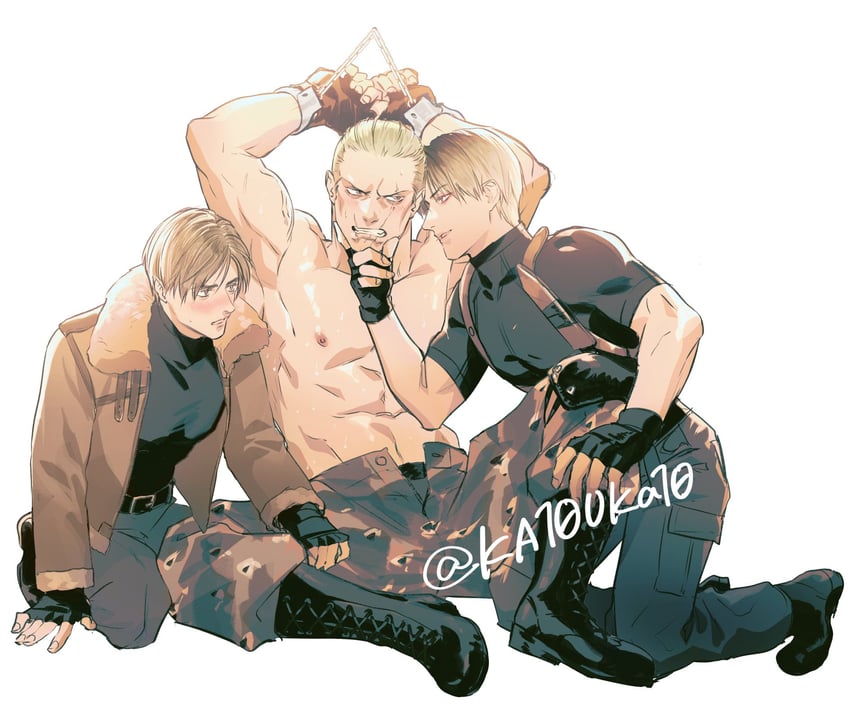 leon s. kennedy and jack krauser (resident evil and 1 more) drawn by katou_teppei