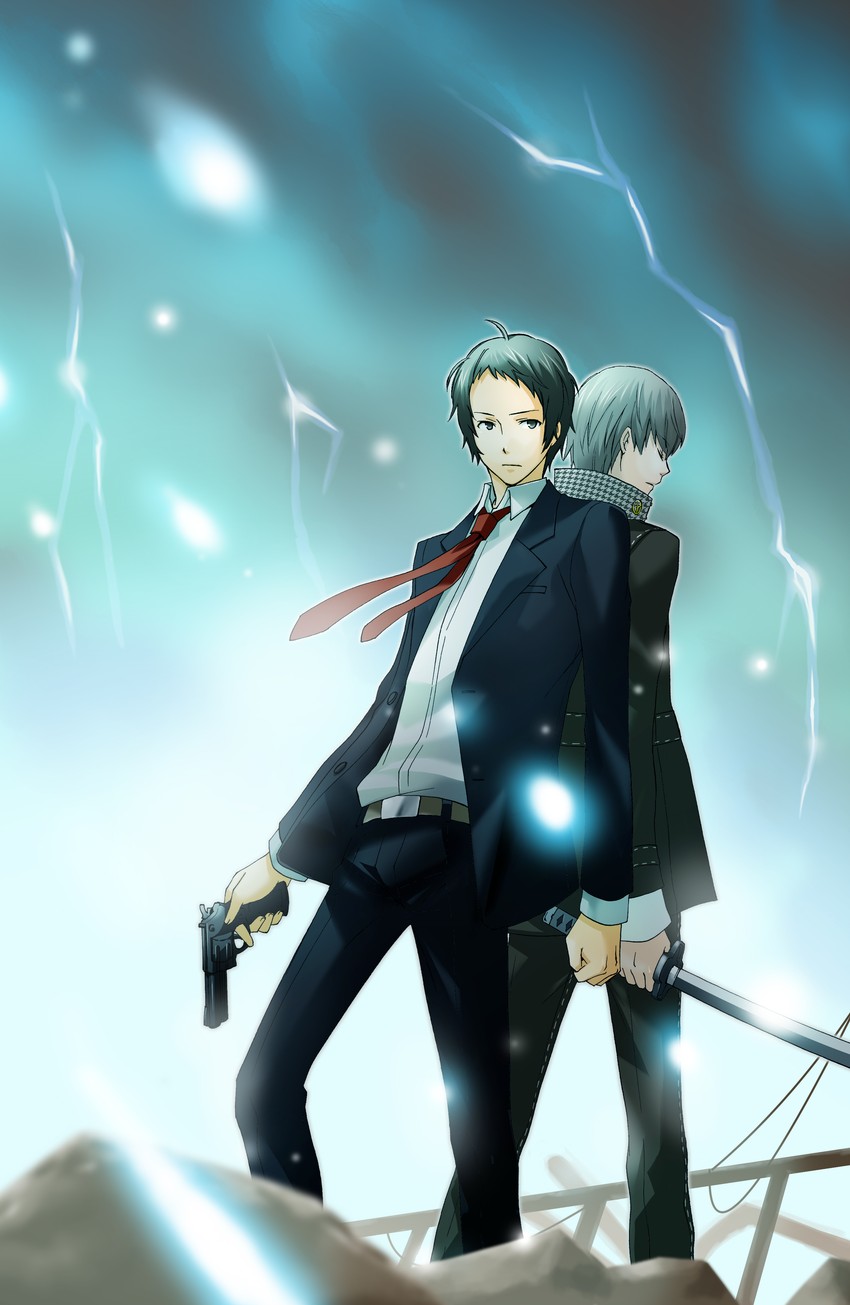 narukami yu and adachi tooru (persona and 1 more) drawn by arikawa_kinu