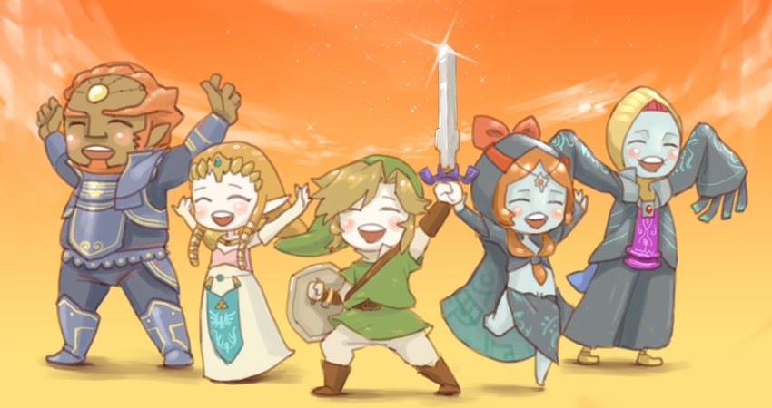 link, princess zelda, midna, ganondorf, and zant (the legend of zelda and 1 more) drawn by oniyanagi