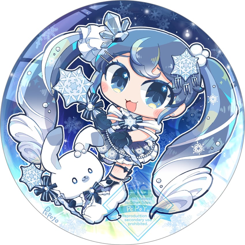 hatsune miku, yuki miku, and rabbit yukine (vocaloid) drawn by pepoyo