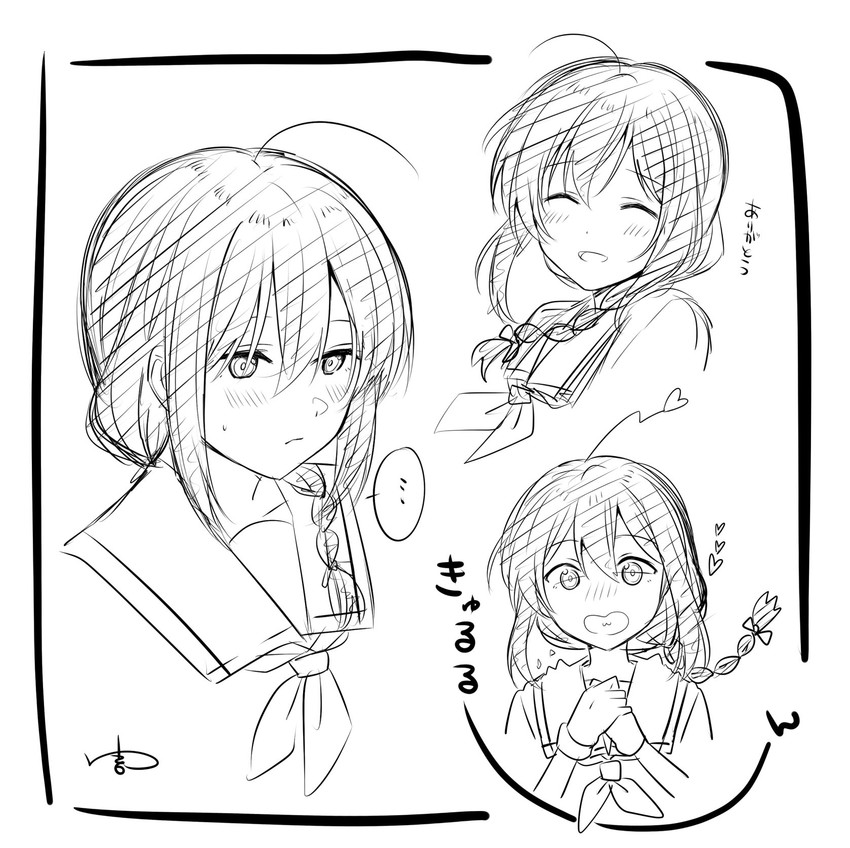 shigure and shigure kai ni (kantai collection) drawn by yukichi_(eikichi)
