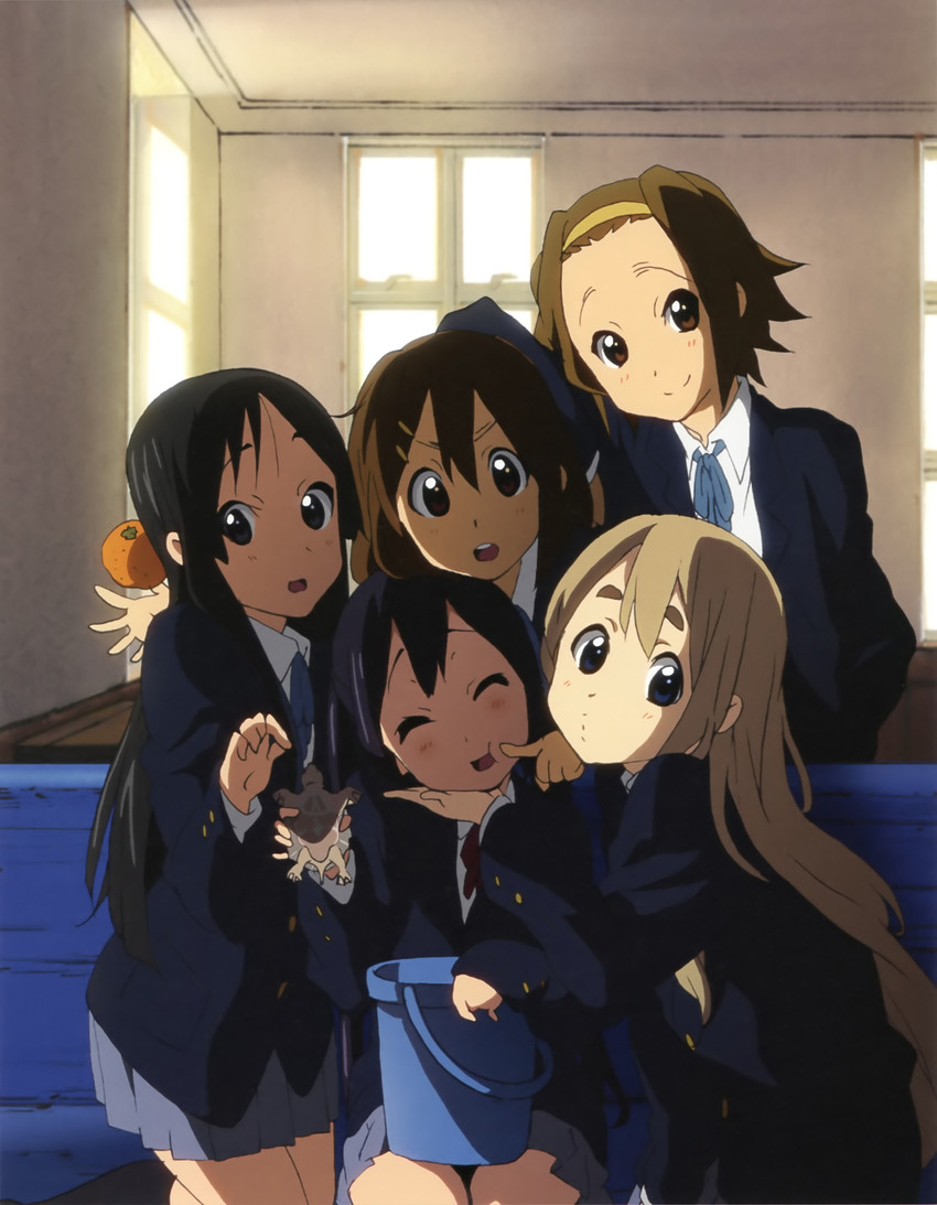 akiyama mio, nakano azusa, hirasawa yui, tainaka ritsu, kotobuki tsumugi, and 1 more (k-on!) drawn by yamada_naoko