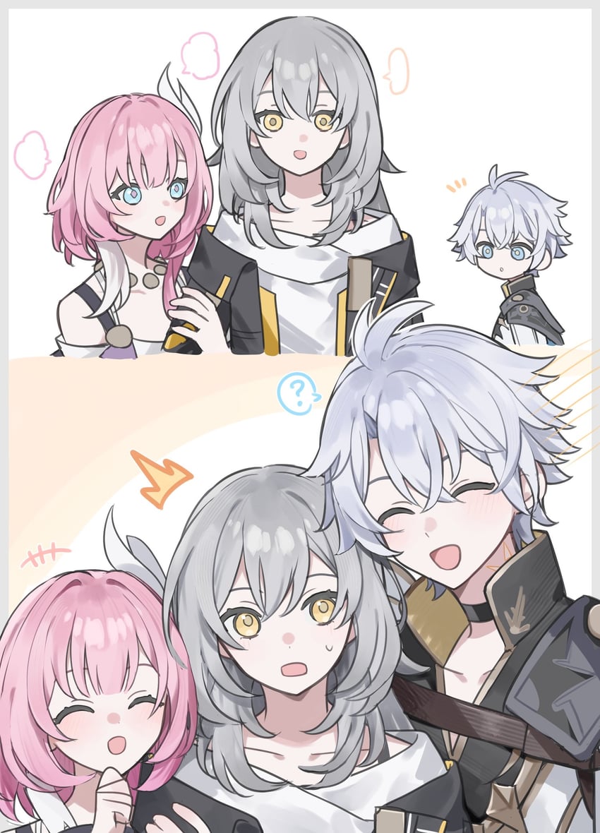 trailblazer, stelle, phainon, and cyrene (honkai and 1 more) drawn by younomiti