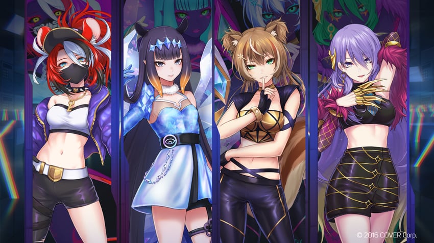 ninomae ina'nis, hakos baelz, ahri, moona hoshinova, akali, and 6 more (hololive and 3 more) drawn by re_(re_09)