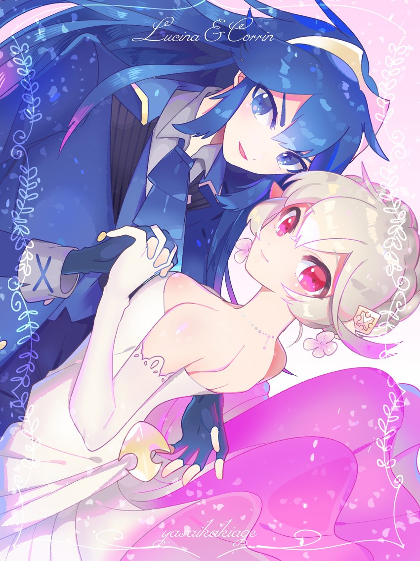 lucina and female corrin (fire emblem and 3 more) drawn by yasaikakiage