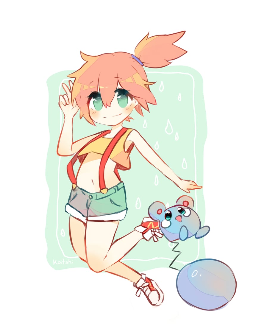 misty and azurill (pokemon) drawn by koitshi