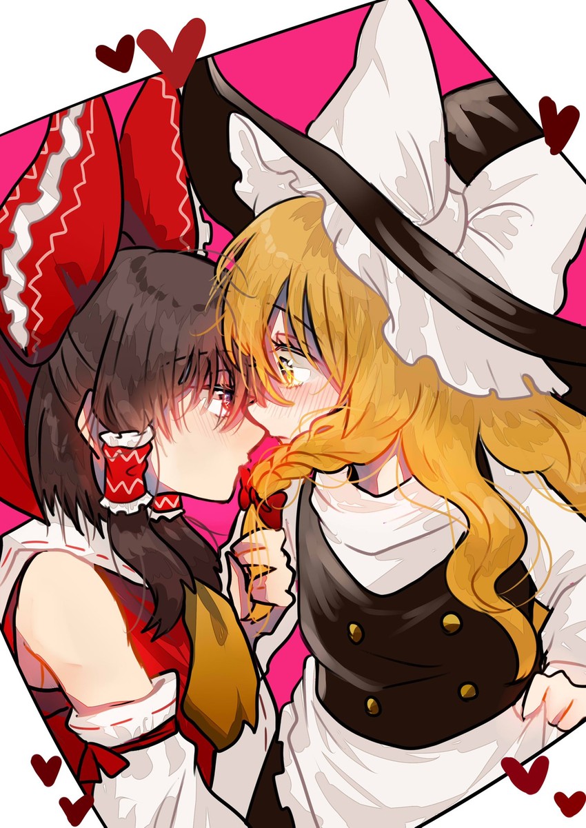 hakurei reimu and kirisame marisa (touhou) drawn by uchisaki_himari