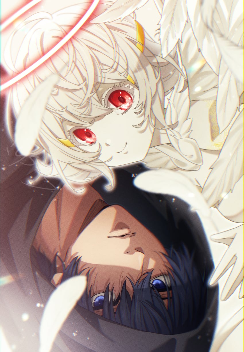 nasse and kakehashi mirai (platinum end) drawn by sushi_(ekakizu)