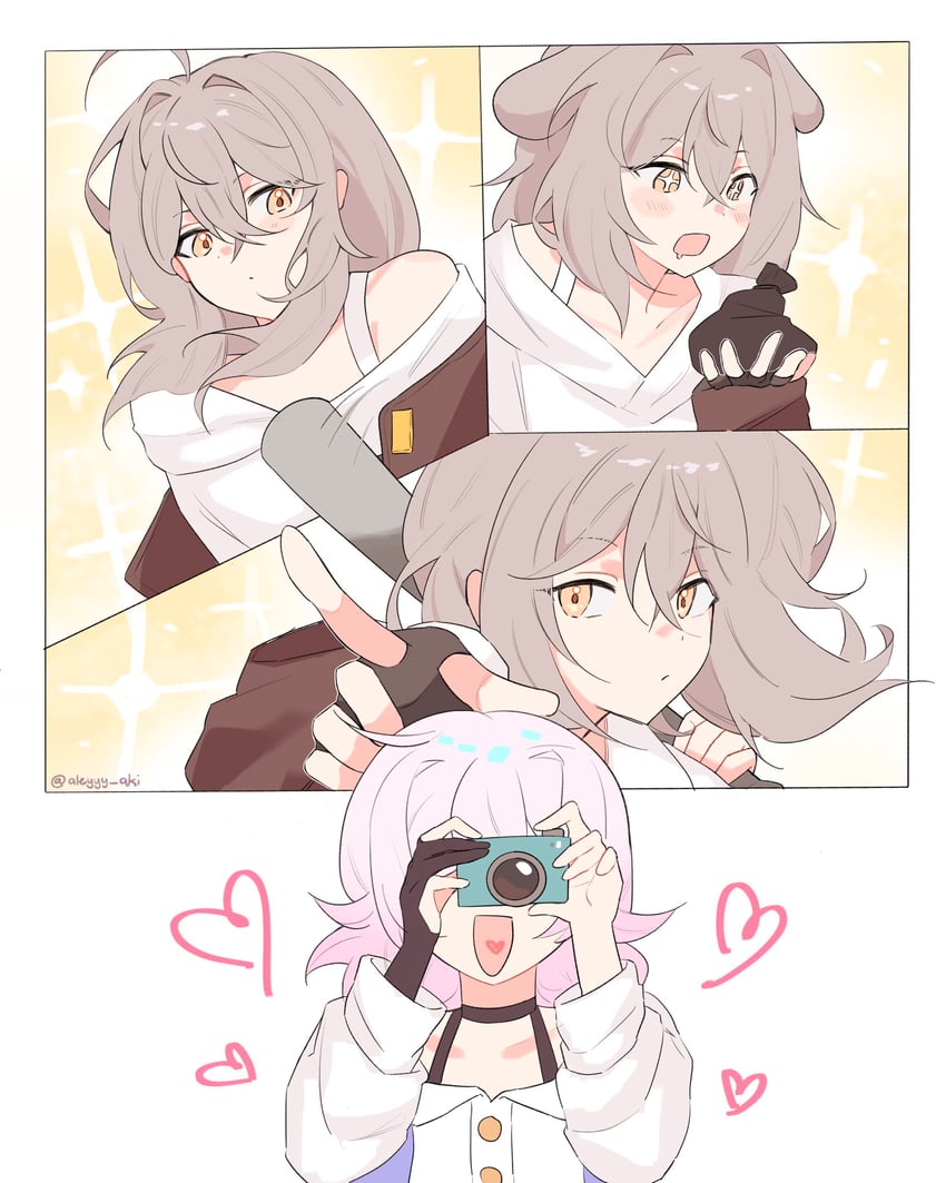 trailblazer, stelle, and march 7th (honkai and 1 more) drawn by aleyyy_aki