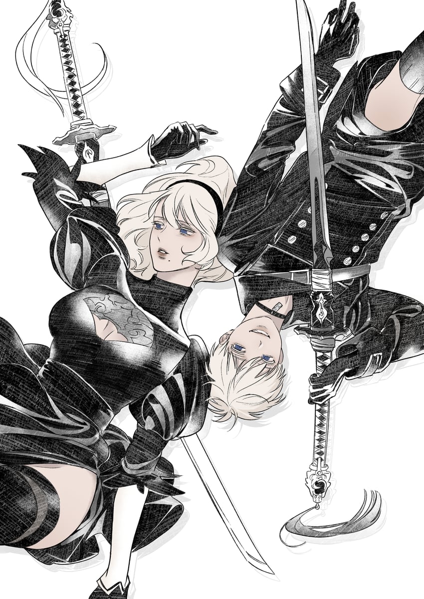 2b and 9s (nier and 1 more) drawn by 7gnok