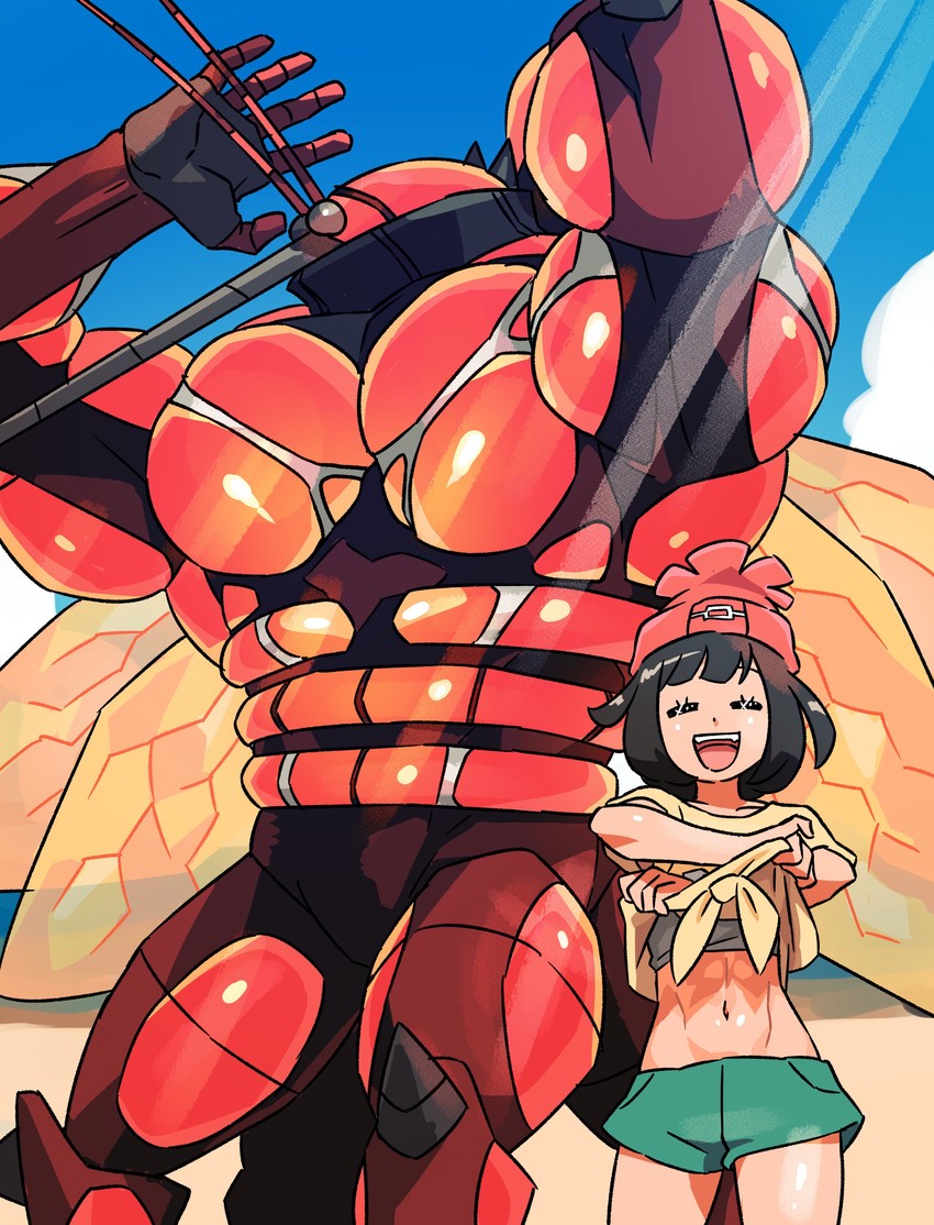 selene and buzzwole (pokemon and 1 more) drawn by uzura3026