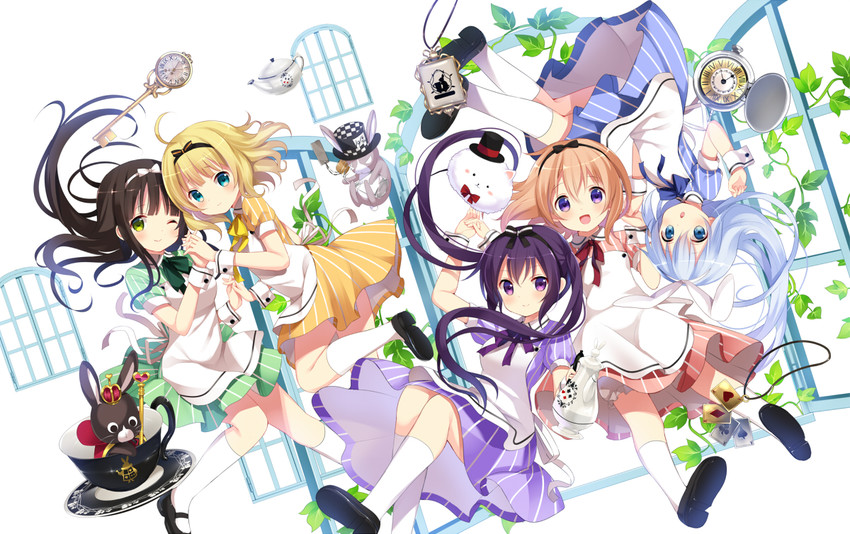 kafuu chino, hoto cocoa, kirima syaro, tippy, tedeza rize, and 3 more (gochuumon wa usagi desu ka?) drawn by koi_(koisan)