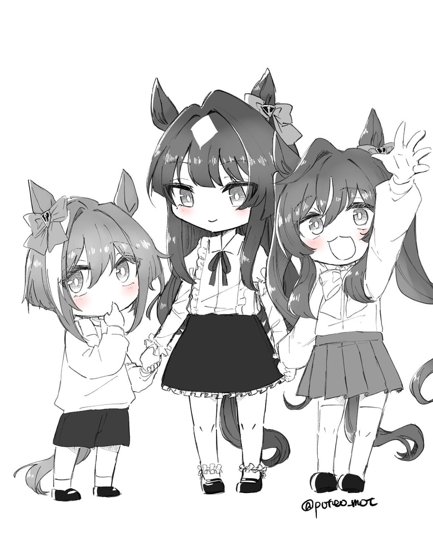 cheval grand, verxina, and vivlos (umamusume) drawn by poteo_(poteo_mot)