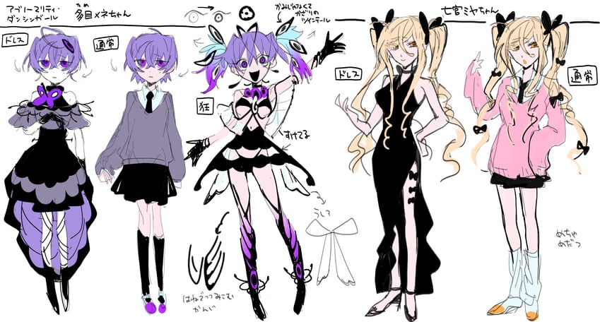 tame mene and nanamiya miya (original and 2 more) drawn by himanemuitoma