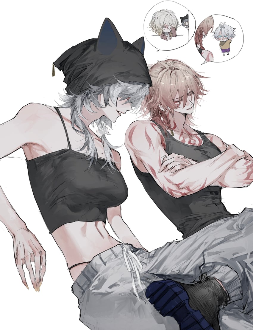 phainon, mydei, aglaea, and cipher (honkai and 1 more) drawn by sunset_1830