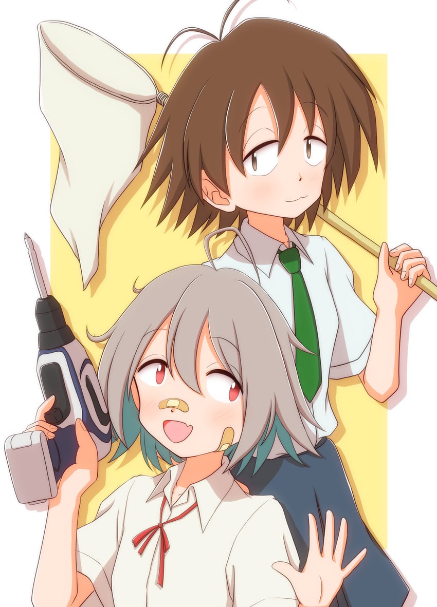 yua serufu and kurihara nagisa (do it yourself!! and 1 more) drawn by ishitsu_tadashi