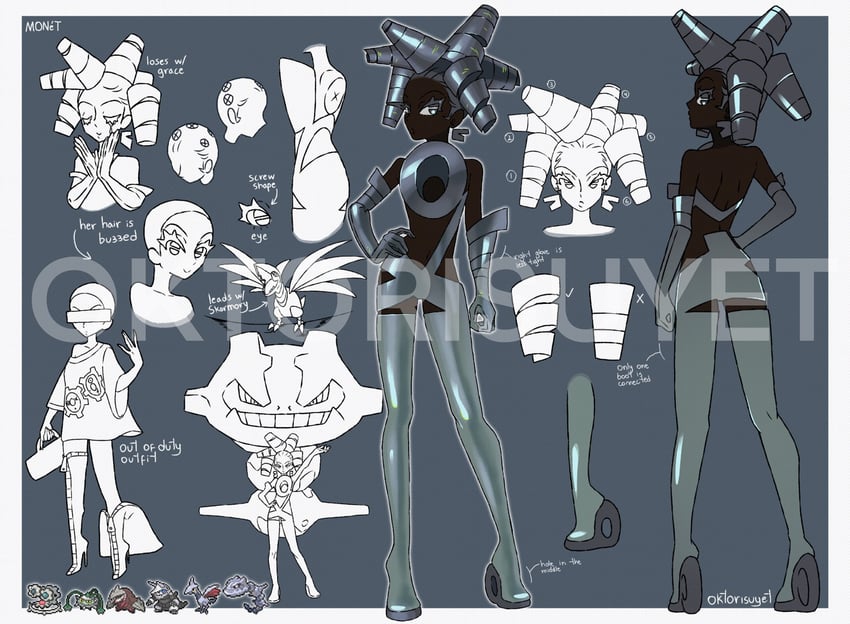 steelix, aggron, skarmory, excadrill, klinklang, and 1 more (original and 1 more) drawn by okto_(oktorisuyet)