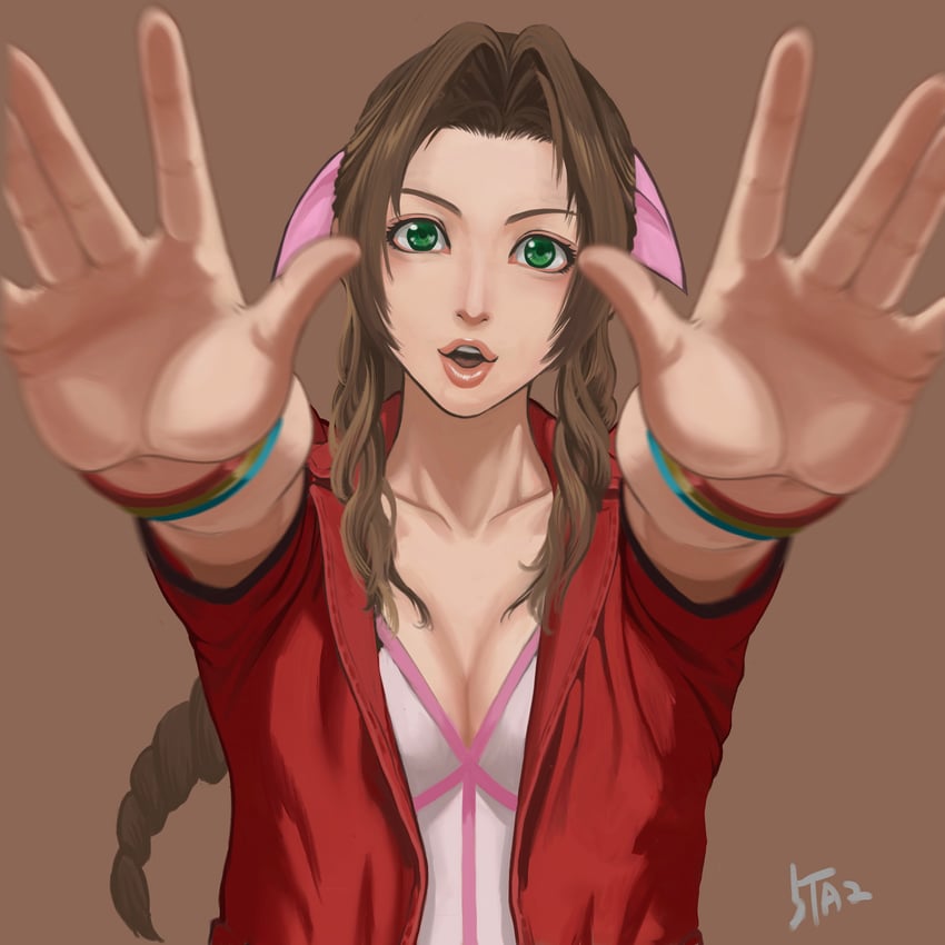 aerith gainsborough (final fantasy and 2 more) drawn by 5tatsu