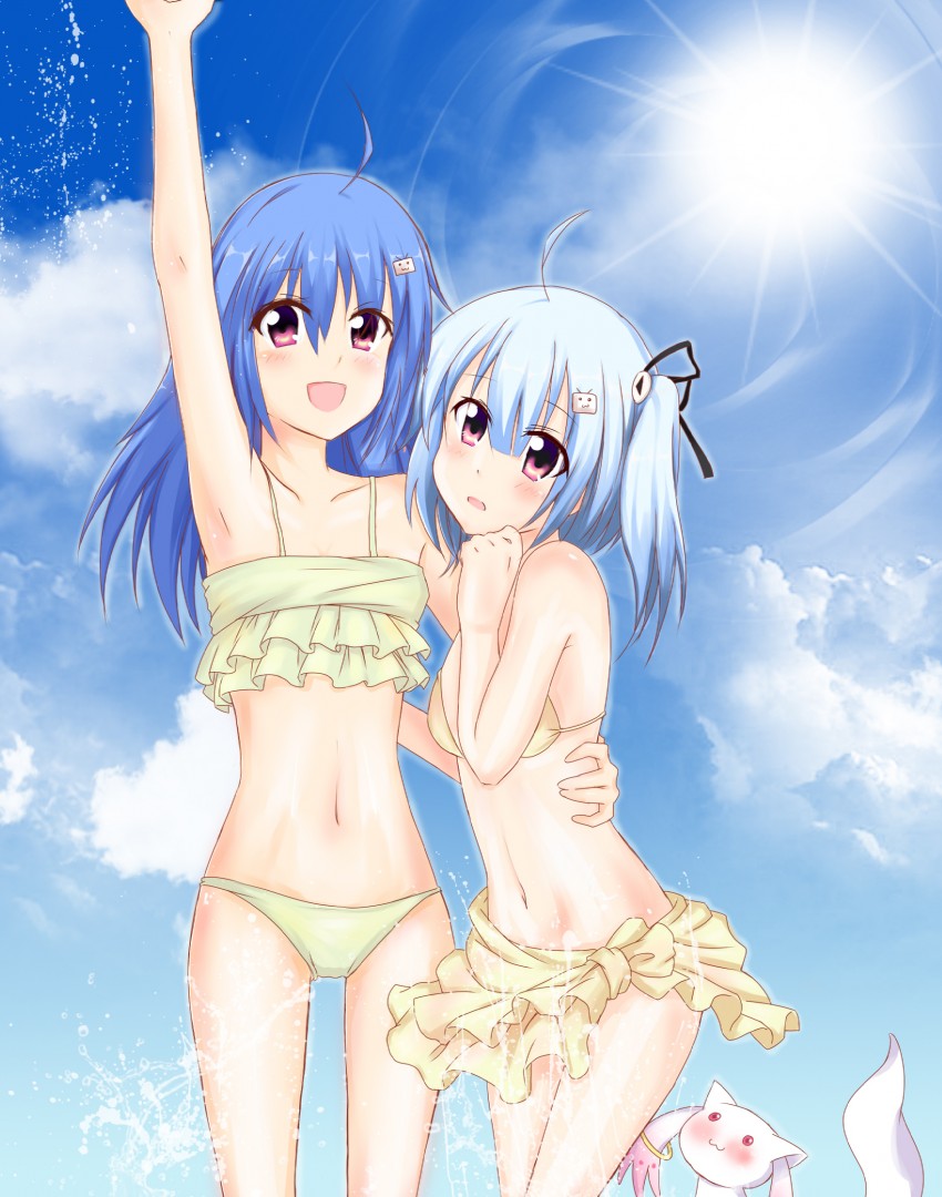 kyubey, bili girl 33, and bili girl 22 (mahou shoujo madoka magica and 1 more) drawn by lingbaie