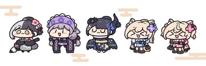 shiori novella, nerissa ravencroft, fuwawa abyssgard, mococo abyssgard, and koseki bijou (hololive and 1 more) drawn by underdatv