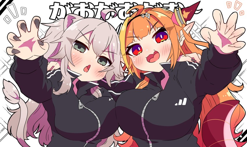 shishiro botan and kiryu coco (hololive) drawn by sakuramochi_(sakura_frappe)