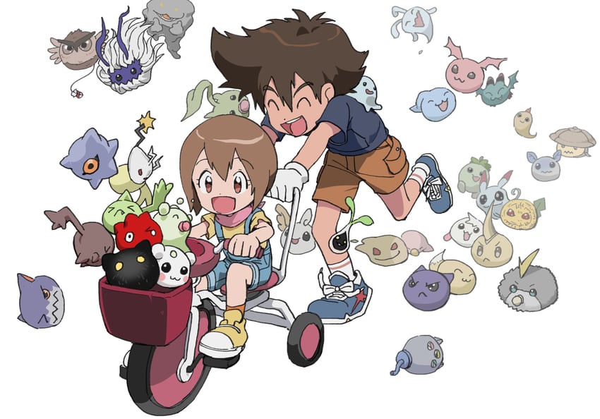yagami hikari, yagami taichi, botamon, kuramon, poyomon, and 30 more (digimon and 1 more) drawn by tantanmen