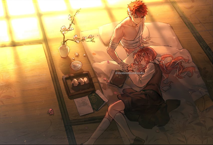 emiya shirou and momomiya shizuku (original and 2 more) drawn by gaoyue_jixiang