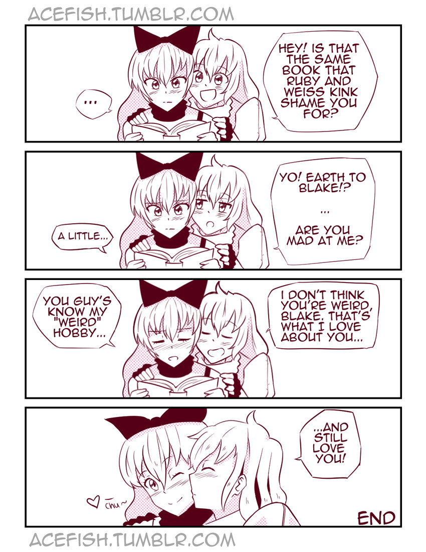 yang xiao long and blake belladonna (rwby) drawn by acefish