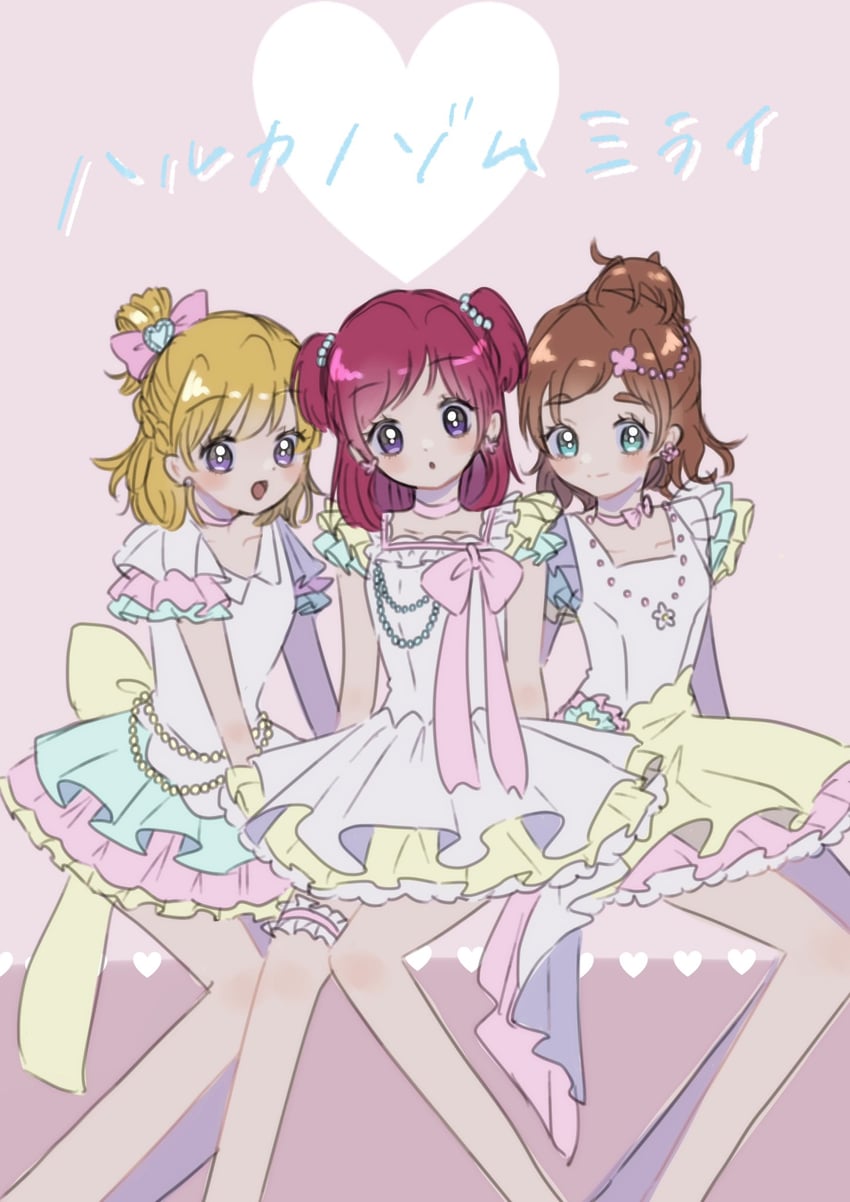 asahina mirai, yumehara nozomi, and haruno haruka (precure and 3 more) drawn by atat_karubi