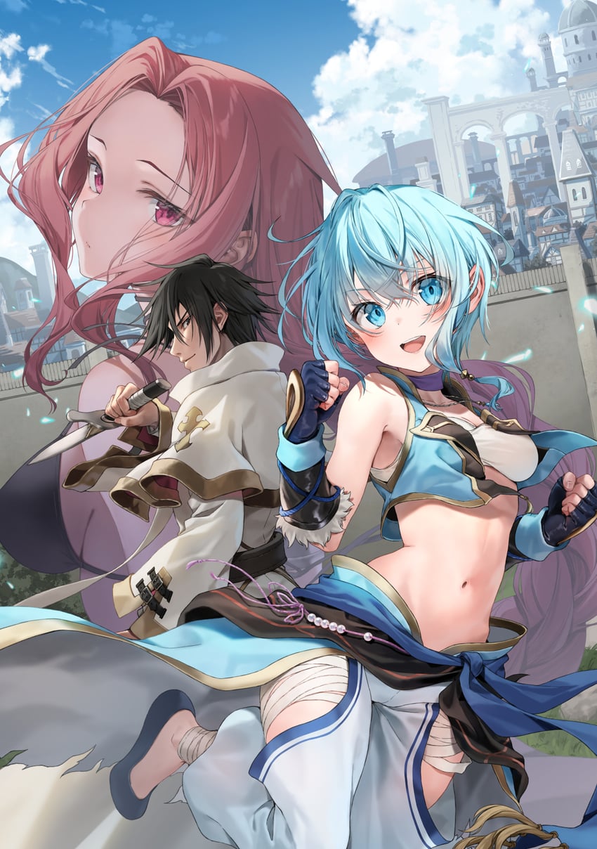 narsena, laust, and ralma (party kara tsuihousareta sono chiyushi jitsu wa saikyou ni tsuki) drawn by kakao_rantan