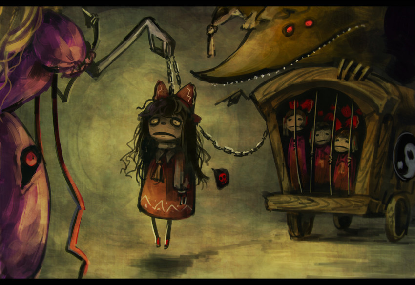 hakurei reimu, yakumo yukari, and yakumo ran (touhou) drawn by koto_inari