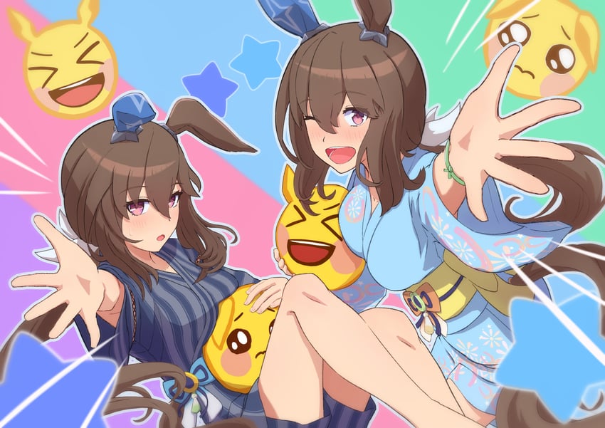 admire vega and admire vega's twin sister (umamusume) drawn by agepan._(pangcha3324)