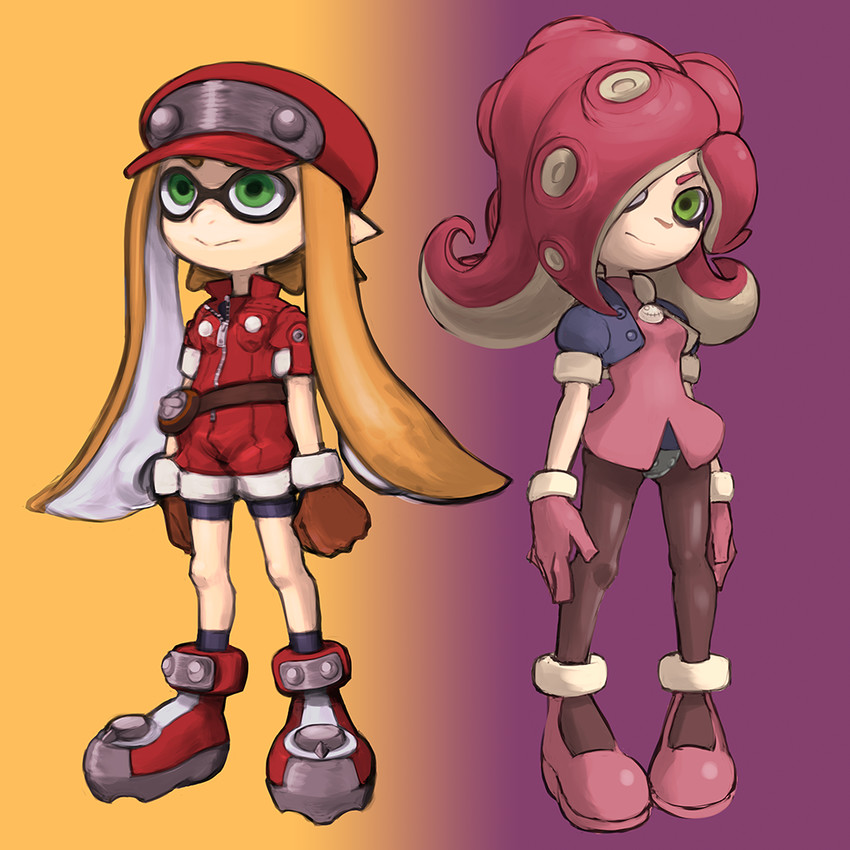 inkling player character, inkling girl, tron bonne, roll caskett, and takozonesu (splatoon and 3 more) drawn by muu_(mumumer)
