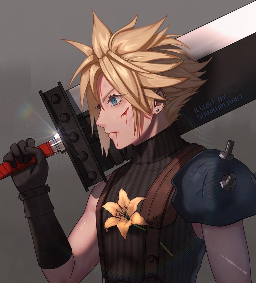 cloud strife (final fantasy and 2 more) drawn by shinkuplanet