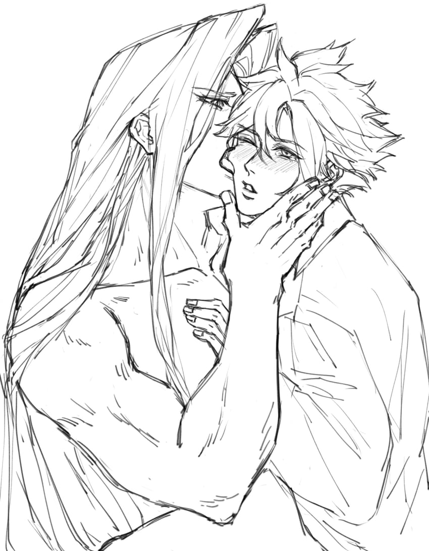 cloud strife and sephiroth (final fantasy and 1 more) drawn by furuyashesha