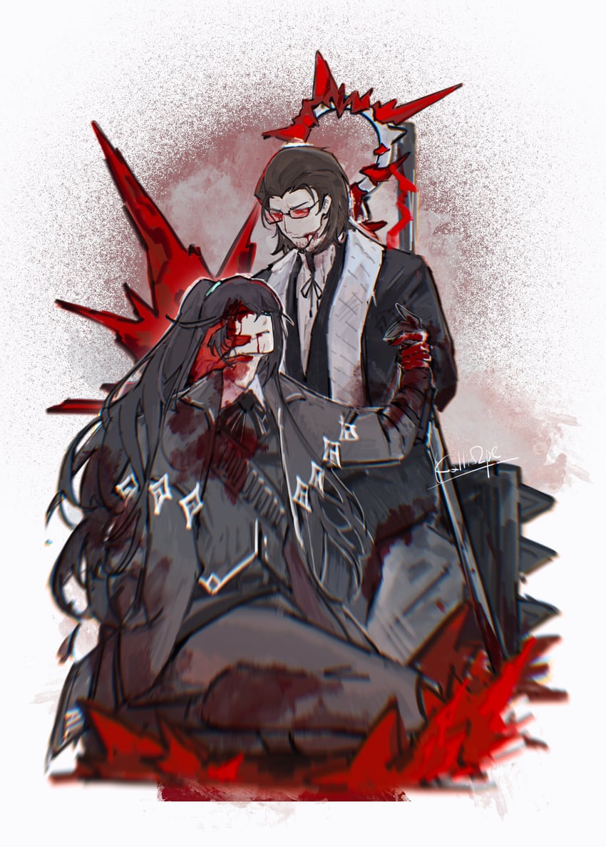 hong lu and gregor (project moon and 1 more) drawn by kalliope_orc