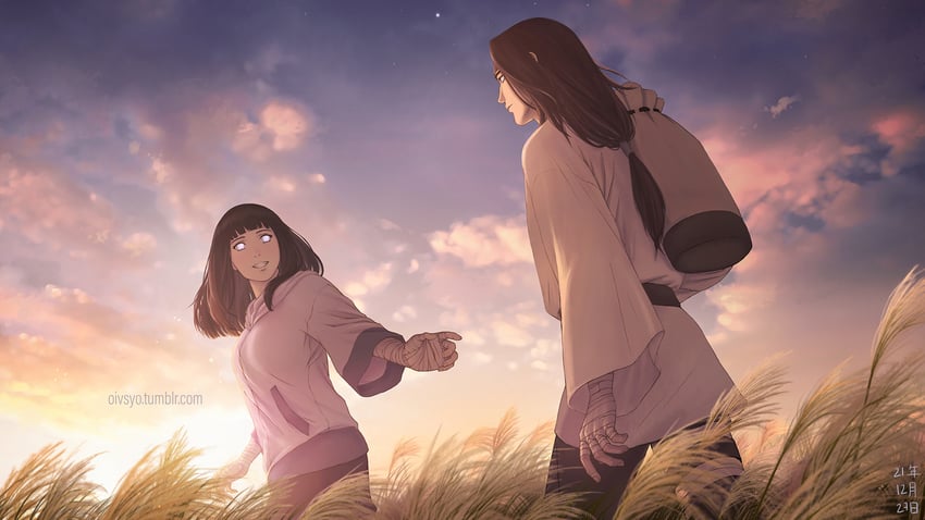 hyuuga hinata and hyuuga neji (naruto and 1 more) drawn by oivsyo