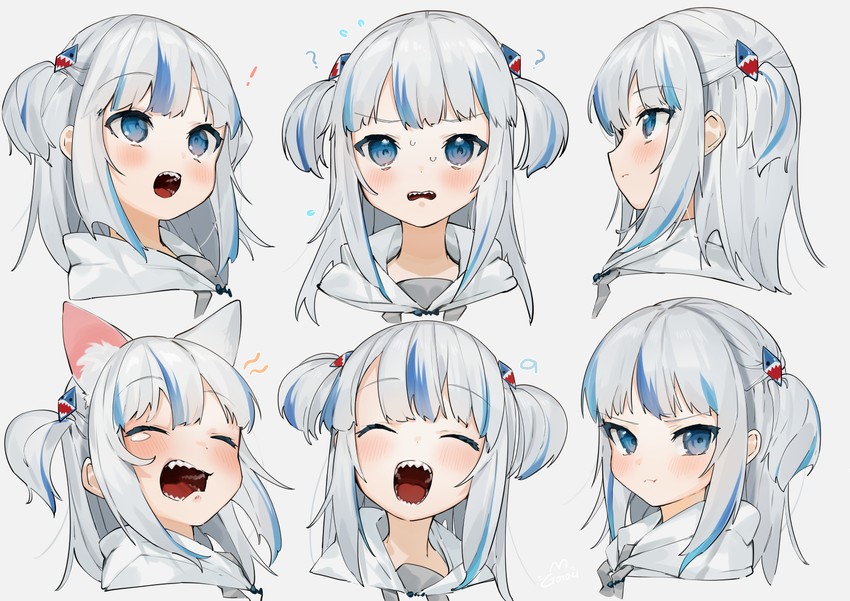 gawr gura (hololive and 1 more) drawn by gotoh_(nekocat)