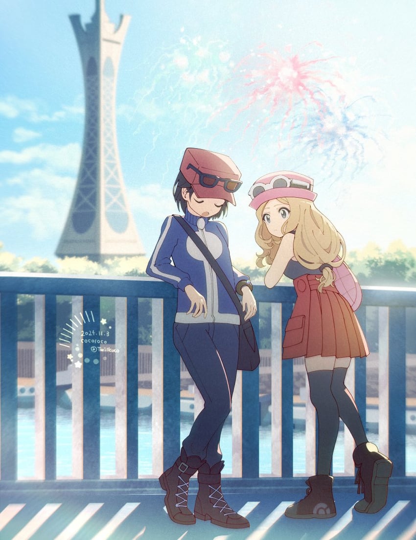 serena and calem (pokemon and 1 more) drawn by cocoloco