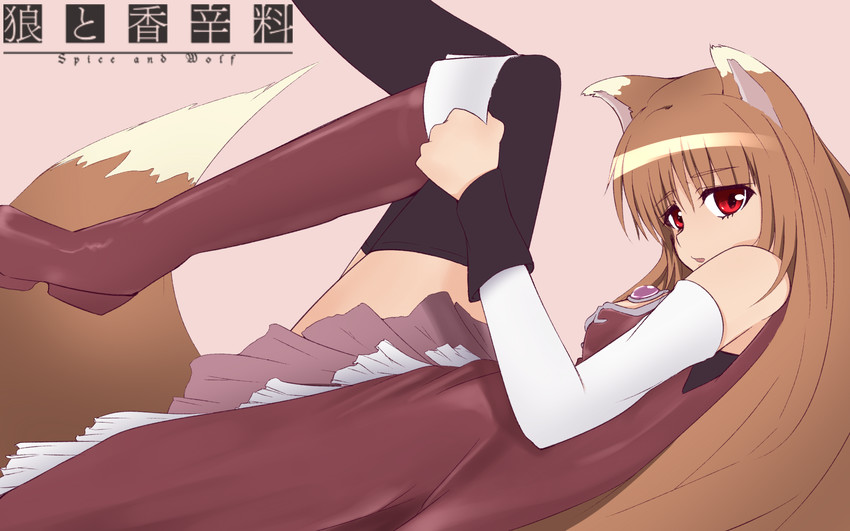 sakura kyoko and holo (mahou shoujo madoka magica and 1 more) drawn by milk_(g00dbye-milk)