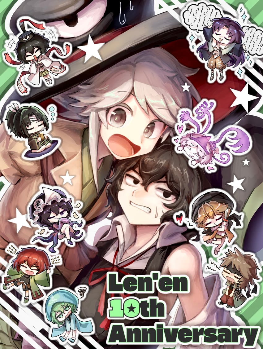 enraku tsubakura, houlen yabusame, senri tsurubami, shitodo kuroji, kuzu suzumi, and 7 more (len'en) drawn by hemo_(hemoroda)