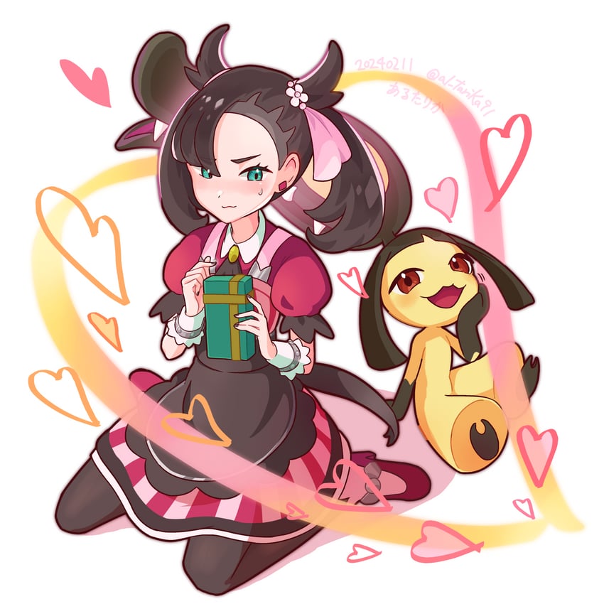 mawile and marnie (pokemon and 1 more) drawn by arutarika_(ri_kaoekaki)