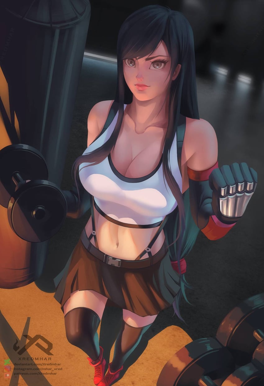 tifa lockhart (final fantasy and 2 more) drawn by xredmhar