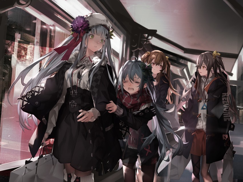 hk416, ump45, ump9, and g11 (girls' frontline) drawn by miya-ki_(miya_key)