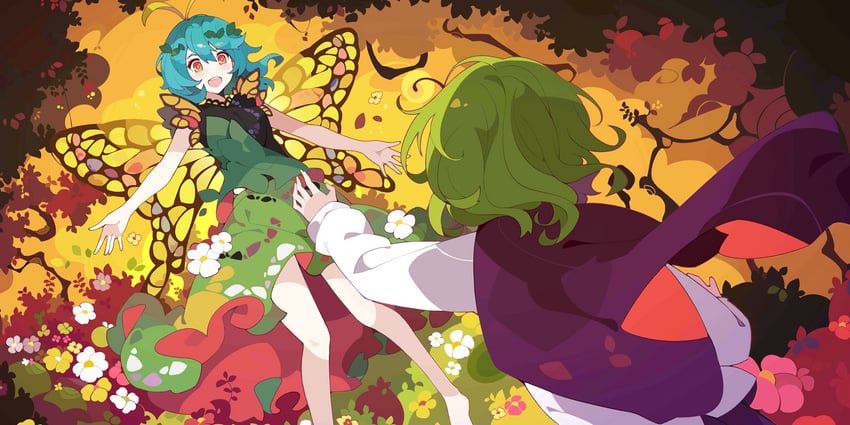 wriggle nightbug and eternity larva (touhou and 1 more) drawn by ideolo