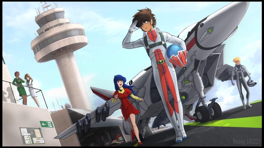 vf-1, lynn minmay, ichijou hikaru, hayase misa, vf-1j, and 3 more (macross and 2 more) drawn by rodypaxten